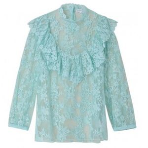 Claudie Pierlot Lace Ruffle Blouse - Mint Green